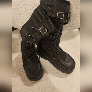 Amazon Black Women's Goth Platform Combat Boots Chunky Rave Tscoyuki